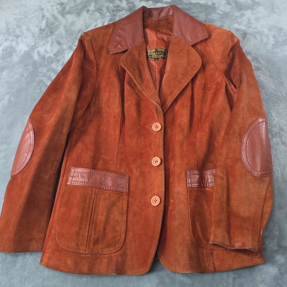 Vintage 1970s Learsi Leather And‎ Orange Suede Jacket Women's Size S/M (9)...